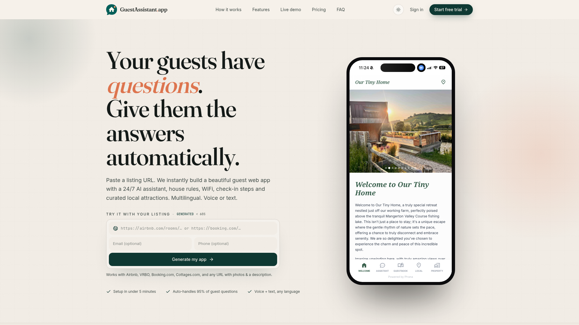 Guest Assistant — web app built by Diamond Internet