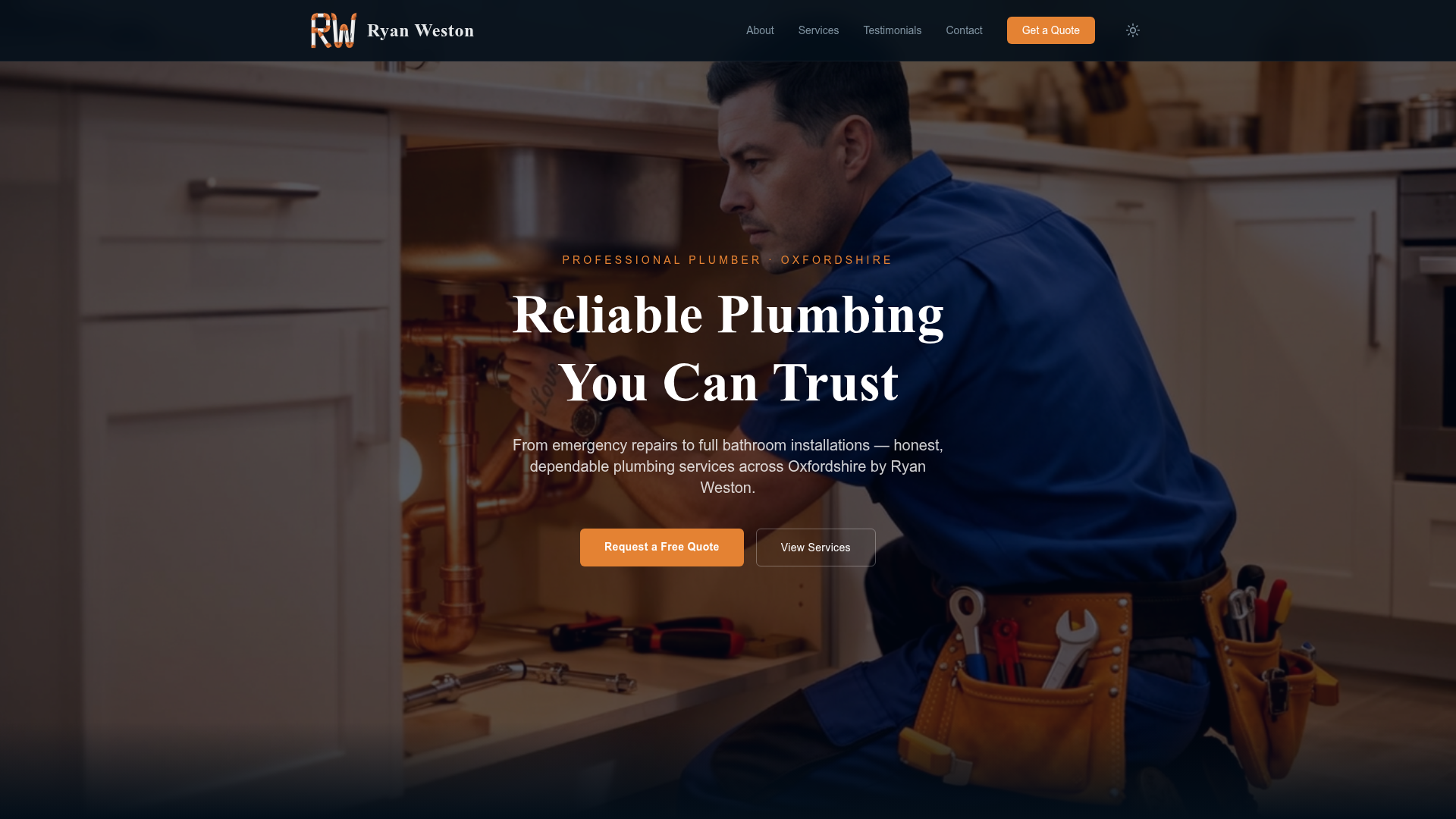 Ryan Weston — Plumbing & Heating — trades business website built by Diamond Internet